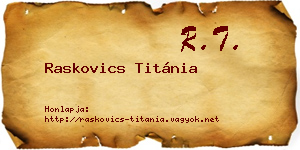 Raskovics Titánia névjegykártya